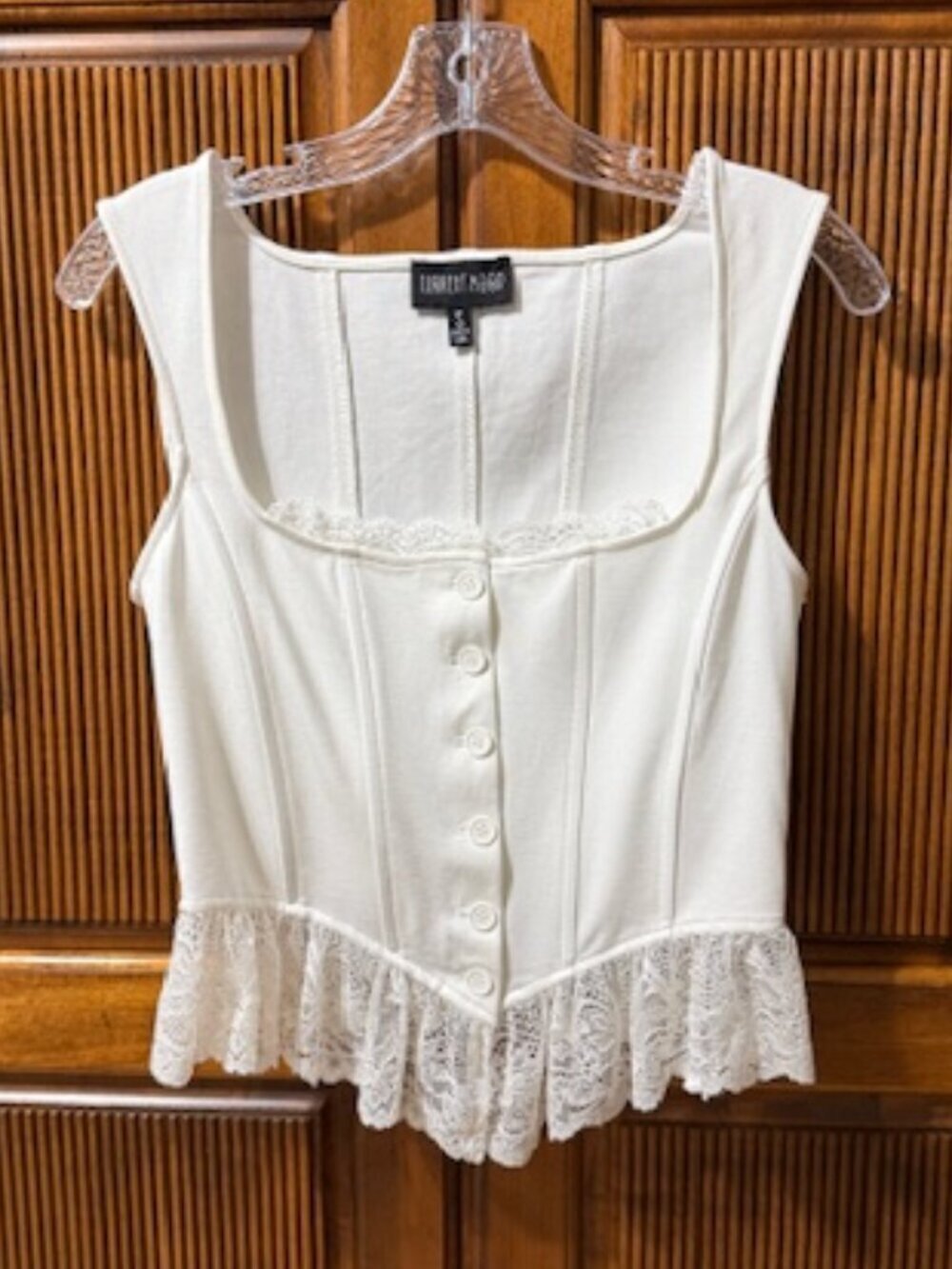 Dolls Kill Current Mood My Wish For You Bustier White Top Lace Trim Size S